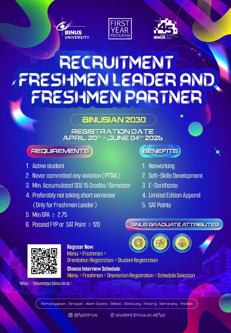 Pendaftaran Freshmen Leader & Freshmen Partner Binusian 2030